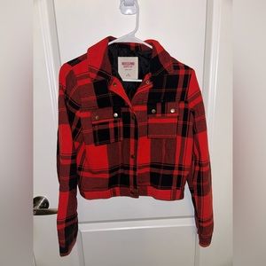 Red Plaid Cropped Jacket